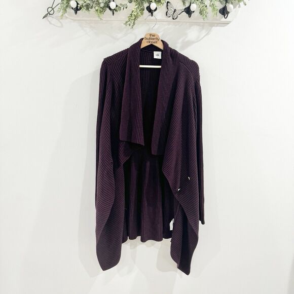 Cabi #3350 Regal Longline Duster Button Shawl Collar Mulberry Cardigan lg - Picture 1 of 4
